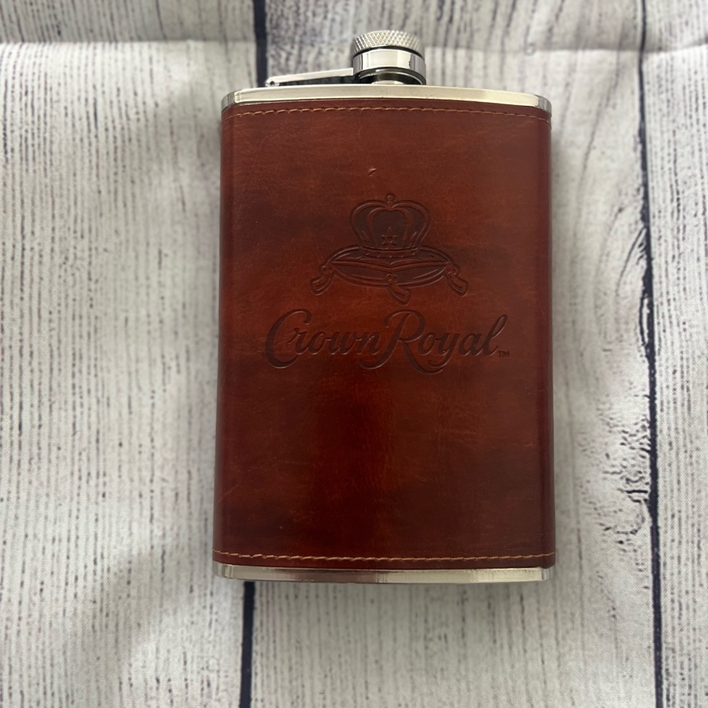 NEW Crown Royal Brown Leather Flask